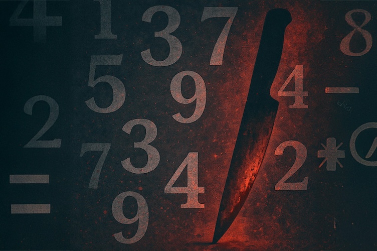 Image of numbers with a knife